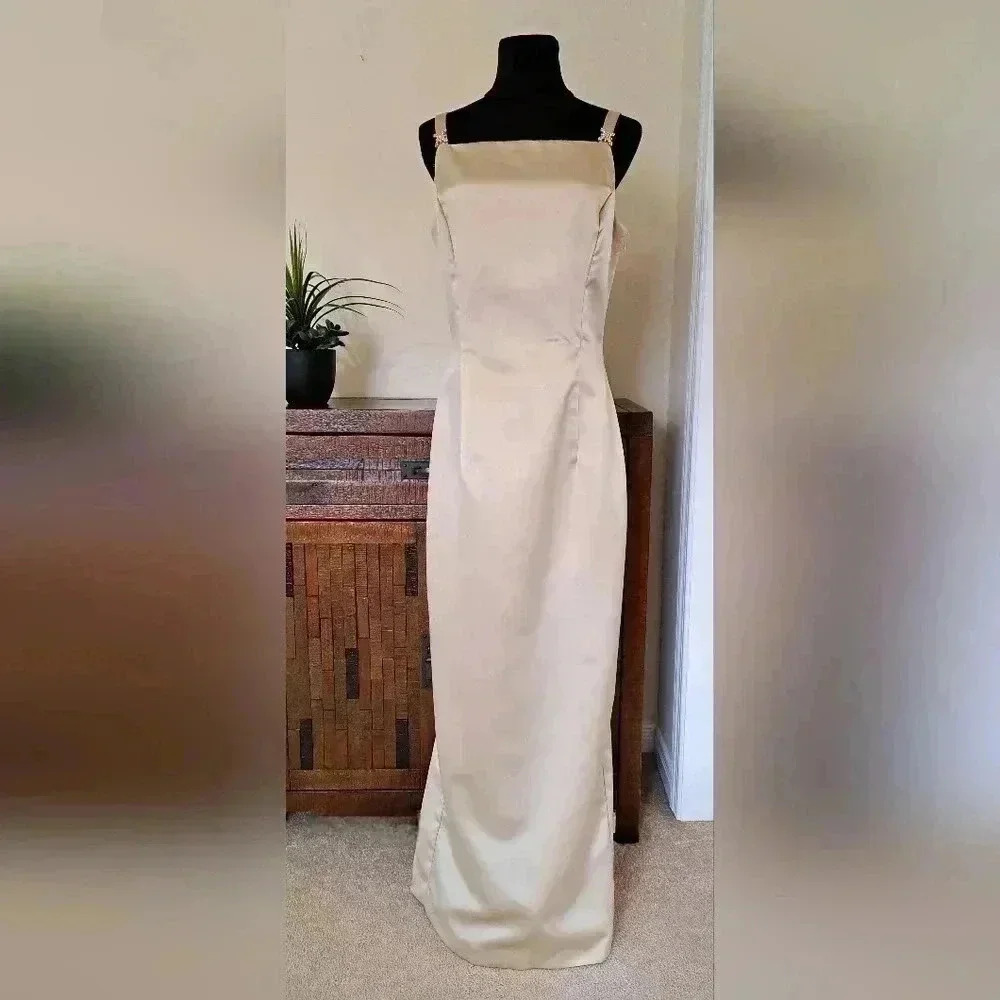 Scott McClintock Gold Sheath Dress Square Neck Wedding